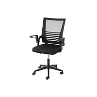 baroni home chaise de bureau avec accoudoirs pliables, fauteuil ergonomique de bureau avec roulettes pivotantes 360°, chaise office 47x60x100 cm, noir