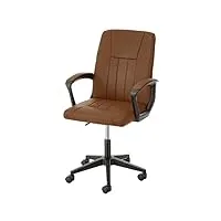 baroni home chaise de bureau en similicuir, fauteuil de bureau ergonomique avec accoudoirs et roulettes, chaise bureau confortable, 90x56x44 cm, marron