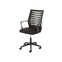 baroni home chaise de bureau avec accoudoirs, fauteuil ergonomique de bureau avec roulettes pivotantes 360°, chaise office 53x56x98 cm, noir
