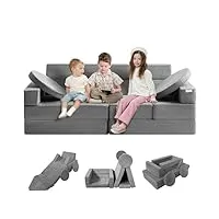 vevor canapé enfant convertible ludique 15 modules géométriques fauteuil pour enfants Éponge 25d haute densité housse suédé sofa modulaire plus de 30 combinaisons pour jouer créer dormir salle de jeux