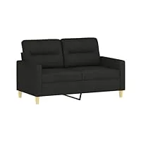 vidaxl canapé à 2 places, sofa de salon avec accoudoirs et oreillers de dossier, meuble de salle de séjour intérieur, moderne, noir tissu