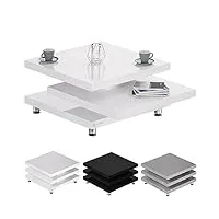 casaria® table basse blanc laqué table de salon modulable table basse carrée moderne 60x60cm avec plateaux rotatifs