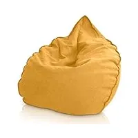 aiire pouf salon xxl de luxe - pouf géant moderne design - bean bag chair grand avec rembourrage inclus pour adulte ou décoration chambre jeune jaune