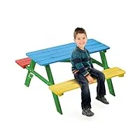kadax table de pique-nique pour enfant avec bancs, meubles pour enfants pour pique-nique, table d'enfant en bois, ensemble de pique-nique pour jardin, ensemble de sièges pour enfants (multicolore)