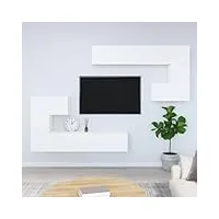 meuble tv mural en bois d'ingénierie blanc