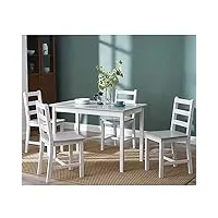 ensemble table à manger et 4 chaises en bois pour salle à manger, cuisine, salon, café, gris et blanc