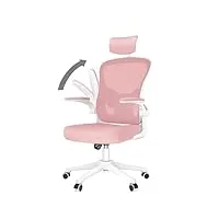 naspaluro chaise de bureau, fauteuil de bureau avec soutien lombaire ajustable, accoudoir et appui-tête réglables, dossier ergonomique inclinable, roulette pivotant à 360°, rose