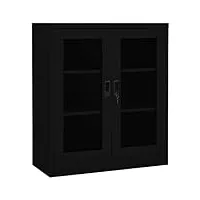 toshilian armoire de bureau métallique, caisson de bureau armoire de classement meuble de rangement armoire de bureau noir 90x40x105 cm acier