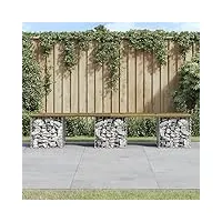 arkem banc de jardin design gabion 203x44x42 cm bois de pin imprégné,plastique blanc,banc pliable,deck table