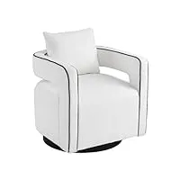 virgorack fauteuil de salon pivotant à 360°, fauteuil simple, fauteuil teddy avec coussin (noir et blanc)