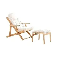 magill chaise inclinable zéro gravité en bois pliante inclinable 3 angles réglable et pliable, chaise de balcon, chaise de jardin extérieure, chaise longue avec coussins et repose