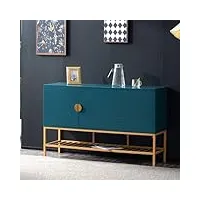 sweiko commode à 3 tiroirs et poignées en métal - armoire multifonction avec étagère en métal - armoire de rangement haute pour salle à manger et salon - table d'appoint moderne bleue (bleu)