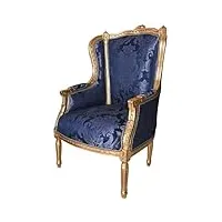 palazzo cat550a53 fauteuil baroque à oreilles en bois sculpté bleu 72 cm