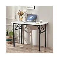 table de bureau bureau pliable informatique pliable petit table d'ordinateur pour bureau maison, 100 x 50 x 75 cm (blanc et noir)