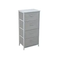 svita nelja armoire à tiroirs en métal avec boîtes en tissu blanc/gris