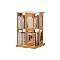 eledvb bibliothèque en bois bibliothèque rotative à 360° Étagères d'angle en bois à 2/4/5 niveaux bibliothèque à 360° sur roulettes (2 couches)