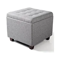 roltin chaise ottomane polyvalente en lin, boîte de rangement, repose-pieds rembourré, pouf carré en lin avec housse amovible (couleur: e, taille: 45x45x41cm) (d 45x45x41cm)