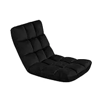 yaheetech fauteuil paresseux tatami pliable chaise de sol dossier multiposition fauteuil bas convertible pour maison bureau noir