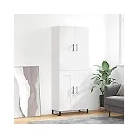 tino tech armoire haute en bois - 69,5 x 34 x 180 cm - blanc - armoire haute pour salle à manger, salon, salon, chambre à coucher, cuisine, rangement - design moderne