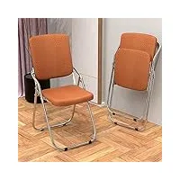 4 chaises pliantes confortable métal chaise camping pliante en simili cuir, chaise pliable avec rembourrage dossier, chaises de salle à manger, fauteuil jardin exterieur, chaise cuisine salon, orangé