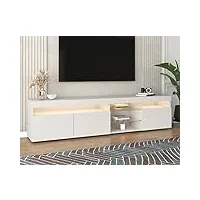 veeki meuble tv, meuble télé, meuble tv chambre, meuble tv led, meuble tv moderne blanc, panneau lumineux, convient pour le salon, la salle à manger, la chambre 180cm