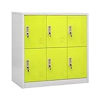 ikayaa armoire de rangement metall armoire à casiers verrouillables armoire de rangement bureau armoire de rangement organisateur de rangement-gris clair et vert-avec 6 casiers/1x