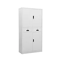 ikayaa armoire de rangement metal armoire de bureau verrouillable armoire metallique avec tiroirs armoire de rangement bureau avec étagère réglable-gris clair-90x40x180 cm-2