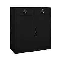 ikayaa armoire de rangement metal armoire de bureau verrouillable armoire metallique avec tiroirs armoire de rangement bureau avec étagère réglable-noir-90x40x102 cm-2