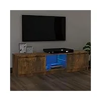 ikayaa meuble tv led 120 cm banc tv meuble tv chambre table tv meuble de tele Éclairage led rgb avec couleur réglable convient pour salon ou chambre-chêne fumé-120 x 30 x 35.5 cm