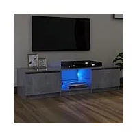 ikayaa meuble tv led 140 cm banc tv meuble tv chambre table tv meuble de tele Éclairage led rgb avec couleur réglable convient pour salon ou chambre-gris béton-140 x 40 x 35.5 cm