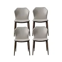 soydan ensemble de 4 chaises de salle à manger, chaises salon cuisine cuir microfibre moderne, chaise d'appoint avec pieds cuivre antique, chaise longue bureau cuir imperméable (color : grey)
