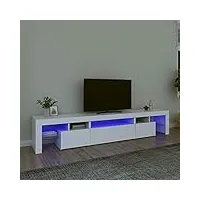 ikayaa meuble tv led banc tv meuble tv chambre table tv meuble de tele Éclairage led rgb avec couleur réglable armoire basse centre de divertissement meuble-blanc-215 x 36.5 x 40 cm