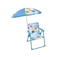 fun house enfant 713516 ma petite carapace chaise pliante tortue h.53 x l.38,5 x p.37,5 cm avec parasol Ø65 cm, bleu