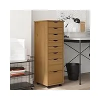 ikayaa caisson de bureau à roulettes avec tiroirs armoire roulante avec tiroirs support pour imprimante meuble rangement bureau-marron miel-34 x 39 x 103 cm