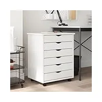 ikayaa caisson de bureau à roulettes avec tiroirs armoire roulante avec tiroirs support pour imprimante meuble rangement bureau-blanc-53 x 39 x 65.5 cm