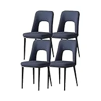 geironv ensemble moderne de 4 chaises de salle À manger, chaises d'appoint de bureau de loisirs rembourrées jambes en acier au carbone chaises de cuisine en cuir faux mat cuisine (color : blue, size