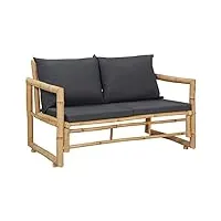 tidyard banc de jardin avec coussins 115 cm bambou, ensemble de mobilier de jardin, canapé de jardin confort d'assise salon de jardin exterieur pour balcon terrasse