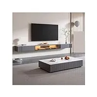 meuble tv mural meuble tv for chambre à coucher, salon avec lumière led, meuble tv flottant mural avec armoire de rangement, meuble de télévision moderne avec plateau en ardoise centre de divertisseme