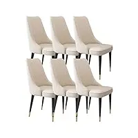 ensemble 6 chaises salle manger cuir microfibre chaises d'appoint table cuisine chaise longue d'étude pieds acier carbone robustes (color : beige, size : golden leg)