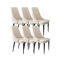 ensemble 6 chaises salle manger cuir microfibre chaises d'appoint table cuisine chaise longue d'étude pieds acier carbone robustes (color : beige, size : black leg)
