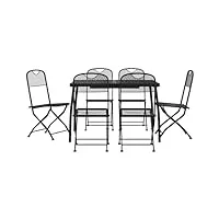 gecheer salon de jardin 7 pièces - en grille extensible - pour 6 personnes - table de jardin et chaise de jardin - anthracite