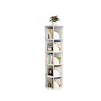 bibliothèque rotative, petite bibliothèque d'angle pour les petits espaces, bibliothèque de rangement sur pied à 360°, pour la chambre à coucher, le salon, blanc (s : 40 * 159cm)
