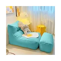 yaxansih pouf géant avec repose-pieds, fauteuil à coussin tatami simple, grand canapé pouf rempli de particules eps, canapé paresseux moelleux pour salon, chambre à coucher, vert-2