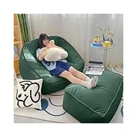 yaxansih pouf géant avec repose-pieds, fauteuil poire surdimensionné en velours double face avec particules epp, canapé pouf paresseux avec accoudoirs pour salon, chambre à coucher, vert-2