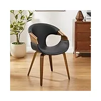 zouron chaise de salle à manger,fauteuil moderne noir,chaise tapissée en simili cuir, chaise de salon avec dossier, chaise de cuisine, avec pieds en noyer,chaise de bureau à domicile