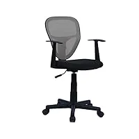 idimex chaise de bureau pour enfant studio fauteuil pivotant et ergonomique avec accoudoirs, siège à roulettes avec hauteur réglable, revêtement mesh noir et gris