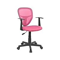 idimex chaise de bureau pour enfant studio fauteuil pivotant et ergonomique avec accoudoirs, siège à roulettes avec hauteur réglable, revêtement mesh rose