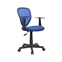 idimex chaise de bureau pour enfant studio fauteuil pivotant et ergonomique avec accoudoirs, siège à roulettes avec hauteur réglable, revêtement mesh bleu