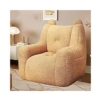 yaxansih canapé pouf géant au design de luxe, canapé paresseux pour salon, chambre à coucher et salle de lecture, housse en tissu teddy amovible marron clair - grand