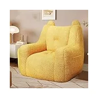 yaxansih canapé pouf géant au design de luxe, canapé paresseux pour salon, chambre à coucher et salle de lecture, housse en tissu peluche amovible, jaune-petit